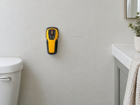 Mark wall for grab bar with stud finder and pencil