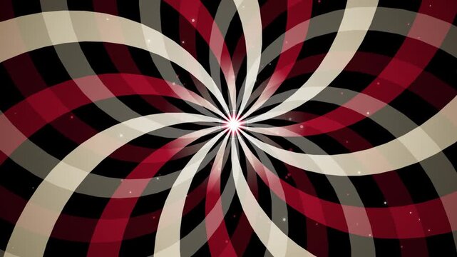 Abstract red and cream spiral pattern background with glowing light center