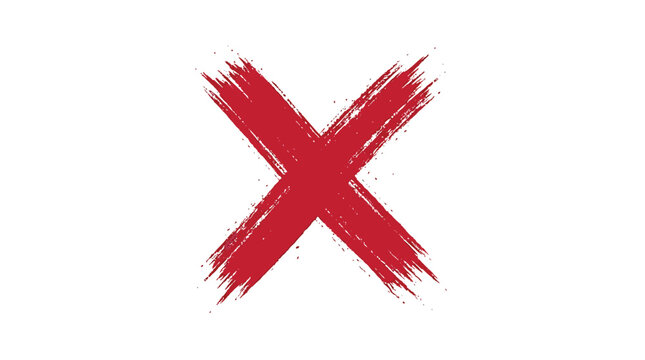 Red x mark brush stroke