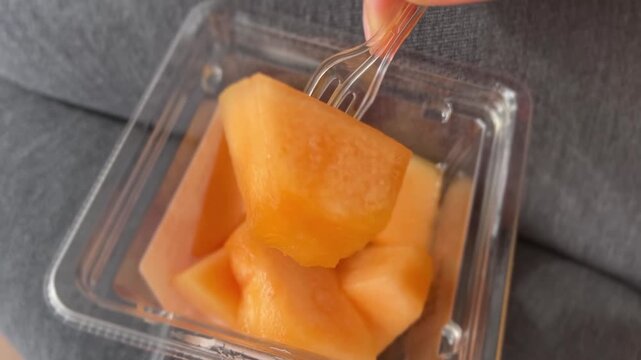 Cut Up Honeydew Cantaloupe Melon in Plastic Container