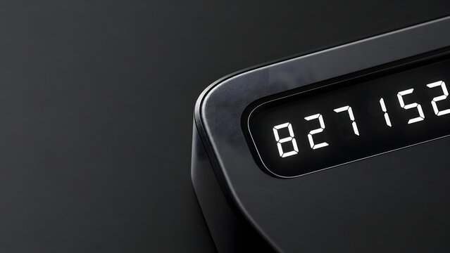 Digital counter with glowing numbers on dark background