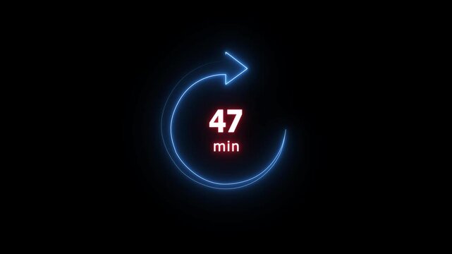 47 min clock icon animation. Clock 47-minute icon Digital and analog clock 47 minutes isolated on white background. and creating a stunning video.4k video.