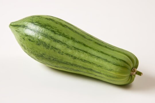 Green elongated fruit with dark stripes