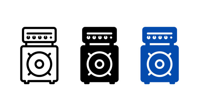 Bass amplifier icon design set vector illustration with musical sound equipment
