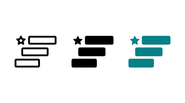 Business priorities icon design set featuring priority bars and star symbols