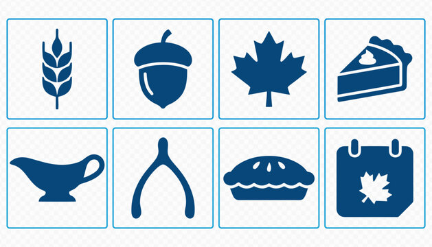 Thanksgiving Day Dinner and Harvest Vector Icon Collection