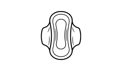 Top view sanitary pad with symmetrical wings, bold black outline vector icon for menstrual care and women's hygiene isolated on white background © MdShagarAli
