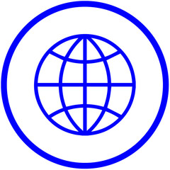 Obraz premium Blue Global World Network Globe Web Circle Icon for Internet, Communication, Technology and Global Connection PNG