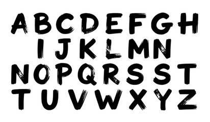 Handwritten brush stroke English alphabet font set featuring uppercase capital letters from A to Z © MDSHAHINUR