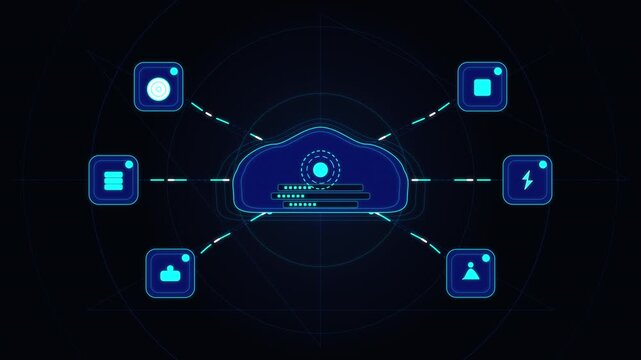 Cloud computing network infrastructure data transfer technology digital icon