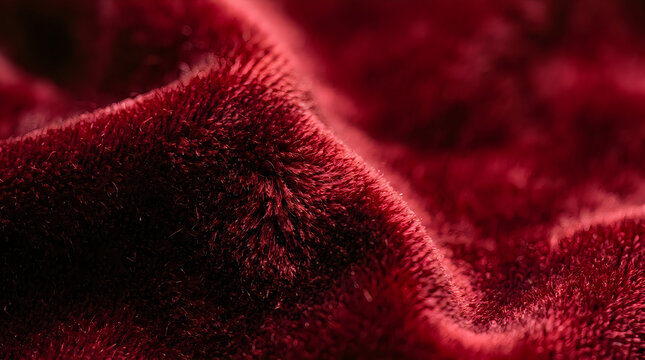Deep red velvet fabric texture with soft folds and rich background Christmas