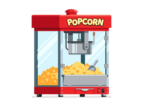 Popcorn Popper Machine in Red Snack Vending Cabinet