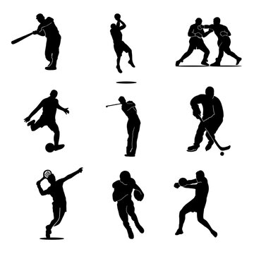 set of popular sports silhouette