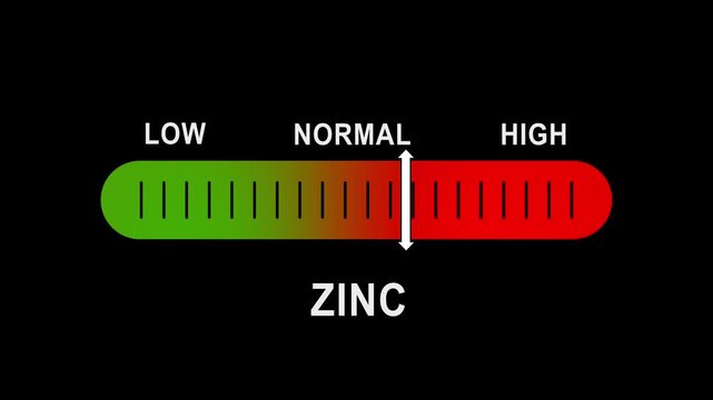 Zinc level indicator gauge moving from low to on digital scale mineral supplement nutrition health