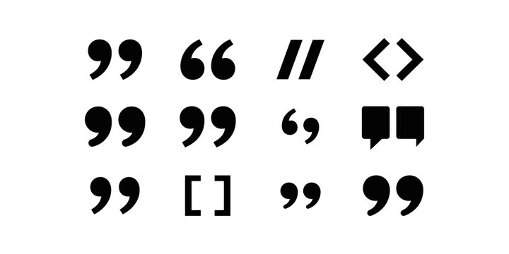Quotation mark icons represent speech dialogue citation and text marking.