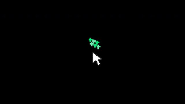 Pixel Mouse Cursor Clicking With Floating Health Plus Crosses Retro 8bit 4K Video on Transparent Background