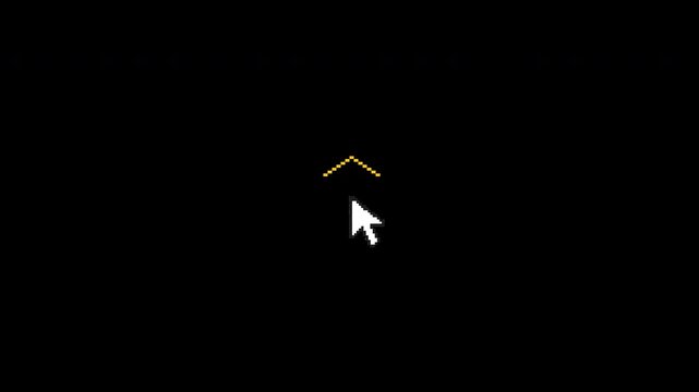 Pixel Mouse Cursor Clicking With Golden Level Up Arrow Chevrons Retro 8bit 4K Video on Transparent Background