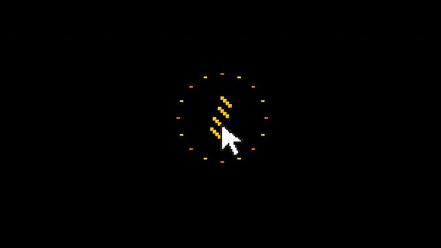 Pixel Mouse Cursor Clicking With Electric Lightning Bolt Spark Retro 8bit 4K Video on Transparent Background