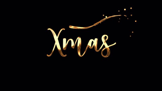 Golden christmas lettering in typography creates a festive holiday decoration, ideal for greeting cards, invitations, posters, packaging, banners, and promotions.