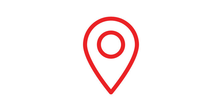 Red location pin icon on transparent background for map navigation.