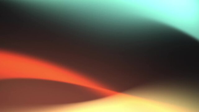 Abstract digital motion background featuring smooth flowing luminous waves of vibrant orange and glowing turquoise light blending seamlessly across dark gradients creating a mesmerizing futuristic vis