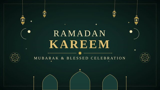 A Ramadan Kareem Greeting Card with Lanterns