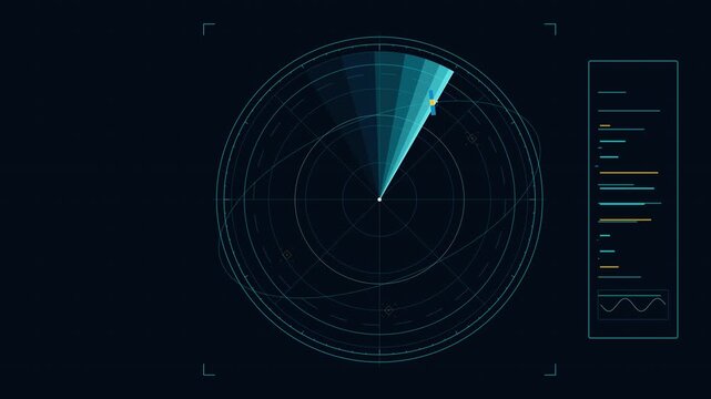Digital radar screen motion graphic tracking targets with telemetry data