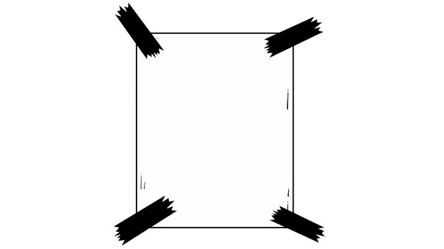 Blank Paper Frame Taped on Four Corners - Hand Drawn Doodle Frame Vector PNG
