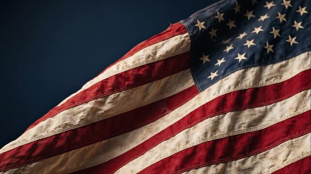 Waving USA flag border, patriotic American background, Veterans Day tribute, Memorial Day remembrance, Fourth of July banner, copy space