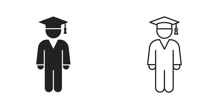 Graduation cap and gown graduate icon symbol simple design.