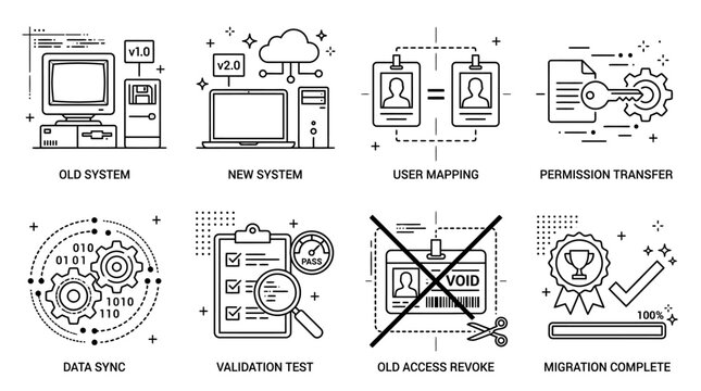 Old new system user mapping permission transfer data sync validation test.