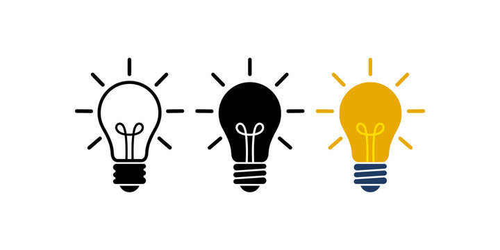 Light bulb concept icon variations for idea generation and innovation.