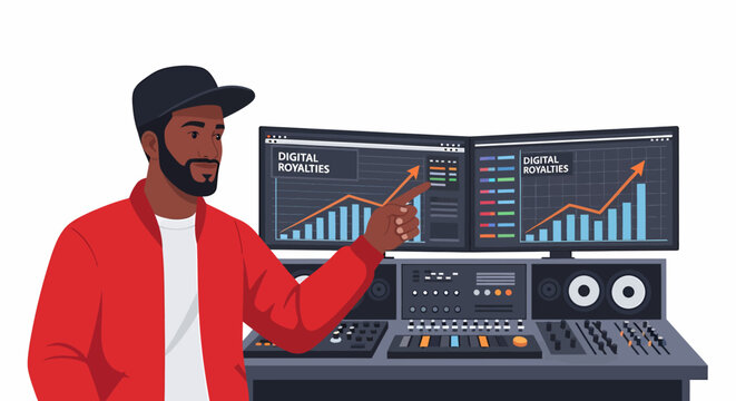 Hispanic Male Producer Showing Cheaper Digital Rendering
