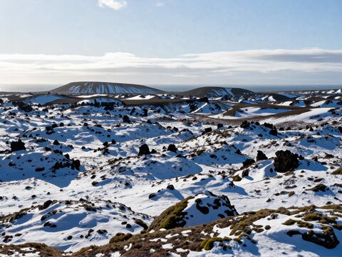 Moss Tundra First Snow Snaefellsnes Iceland