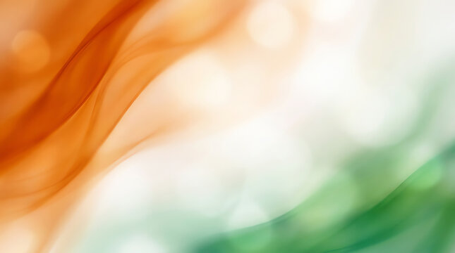 Abstract wavy fabric background with orange white and green colors