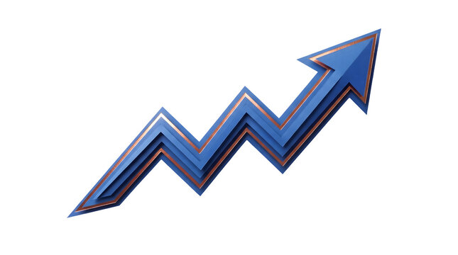 Blue and gray upward trending arrow representing growth and positive progress