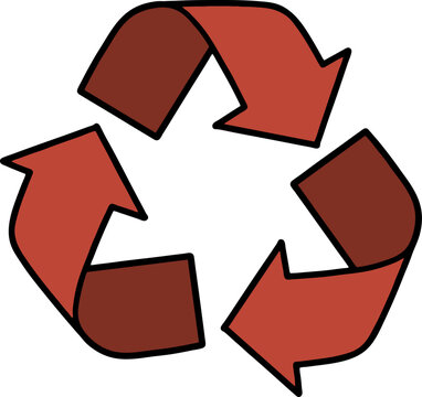 Red Recycle Arrow Icon for Waste Management and Reuse