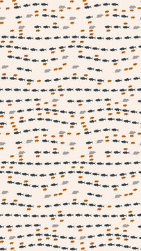 Pattern of stylized fish, mice, and bison