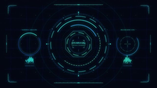 Futuristic digital hud interface with glowing blue cyber tech elements