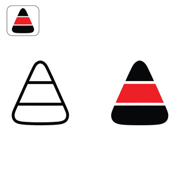 Candy Corn Vector Icon Set with Black and Red