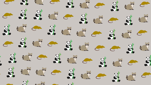 Panda, Raccoon, and Mouse Pattern