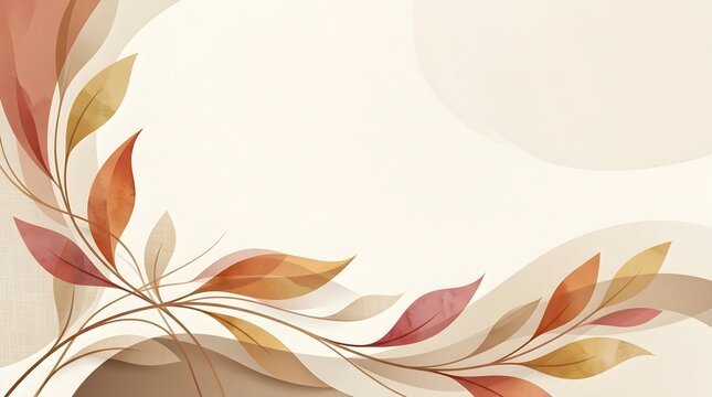 Autumn botanical banner background with flowing fall leaves