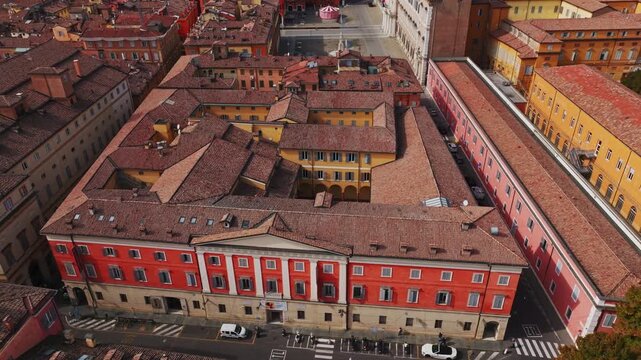 Aerial view of Palazzo Santa Margherita and Museo della Figurina in Modena Italy