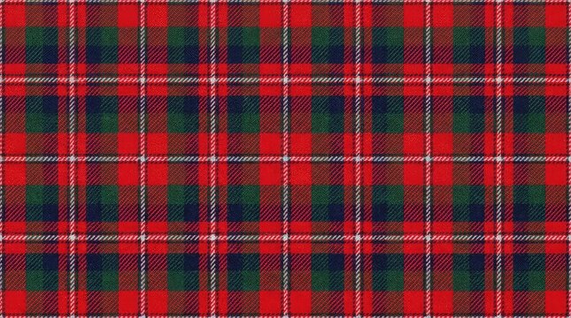 Traditional scottish tartan pattern with red and green interwoven lines