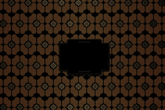 Geometric greeting card with a gold pattern on a black background, based on traditional art