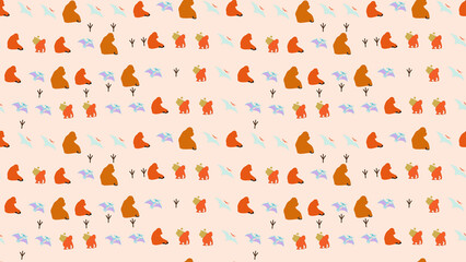 Cartoon Dinosaur and Pterodactyl Pattern © xie