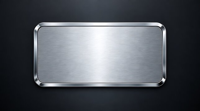 Blank silver metal sign plate isolated on dark background for product display