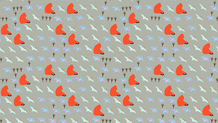 Seamless pattern with stylized dinosaurs and footprints © xie