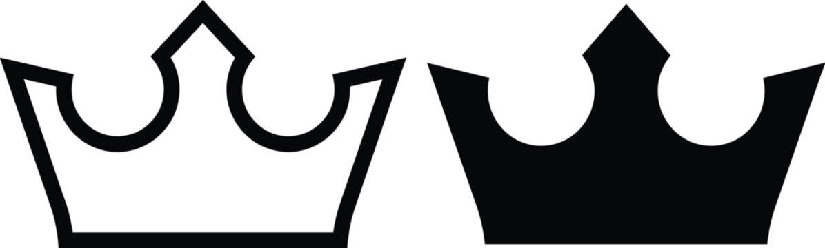 Black and White Crown Royalty Icons