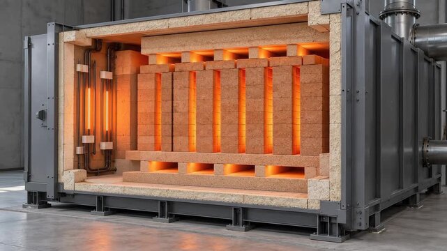 Conceptual cutaway of refractory brick thermal energy storage